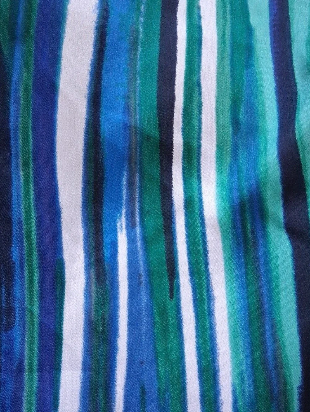 Laundry By Shelli Segal Blue and Green Vertical-Stripe Long Sleeve Dress